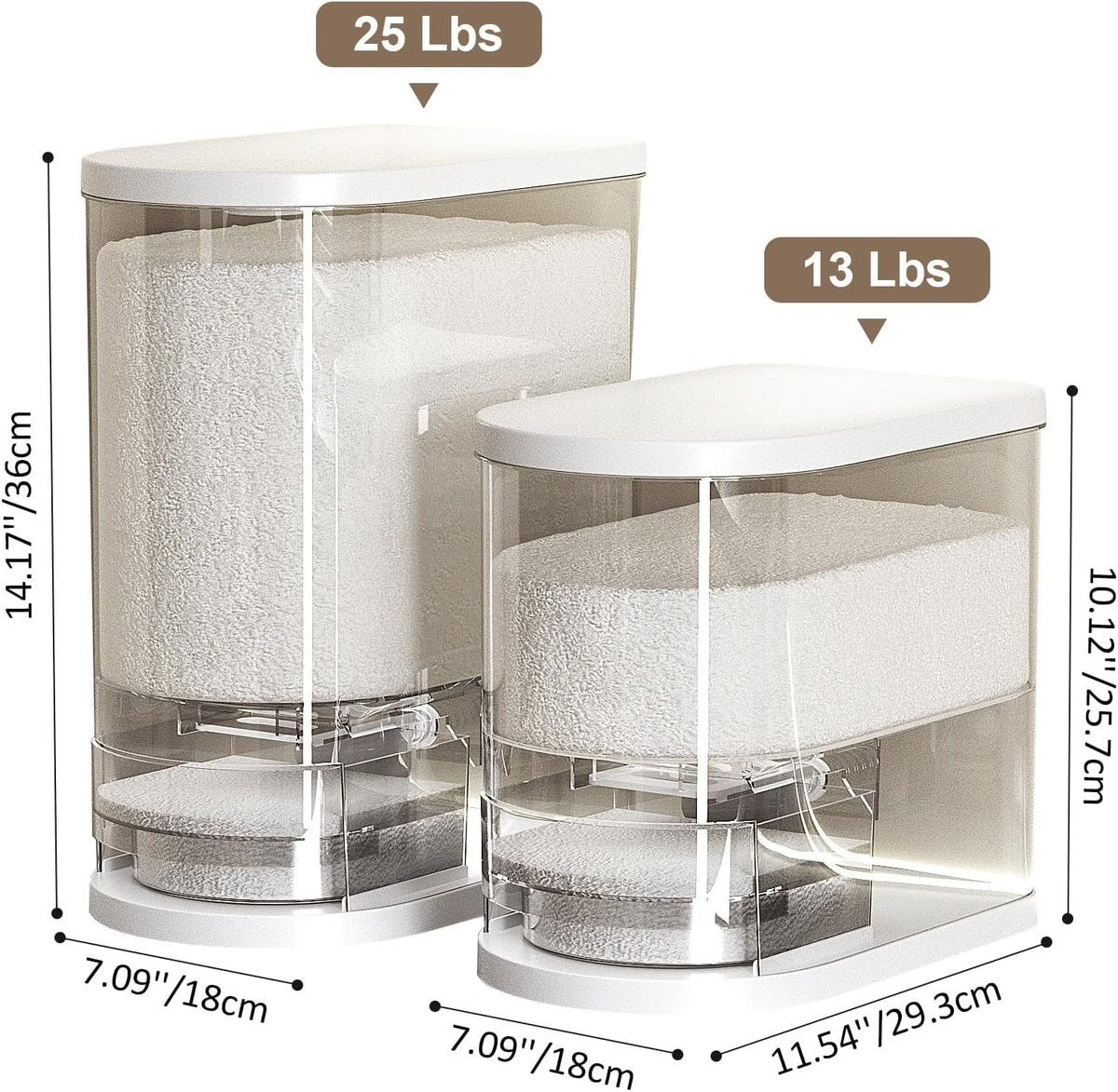 Rice Dispenser, 22-25 Lbs, Airtight Rice Container, Measuring Cup