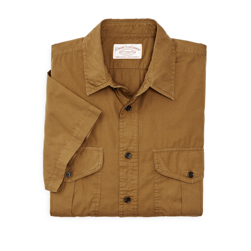 Washed Short Sleeve Feather Cloth Shirt