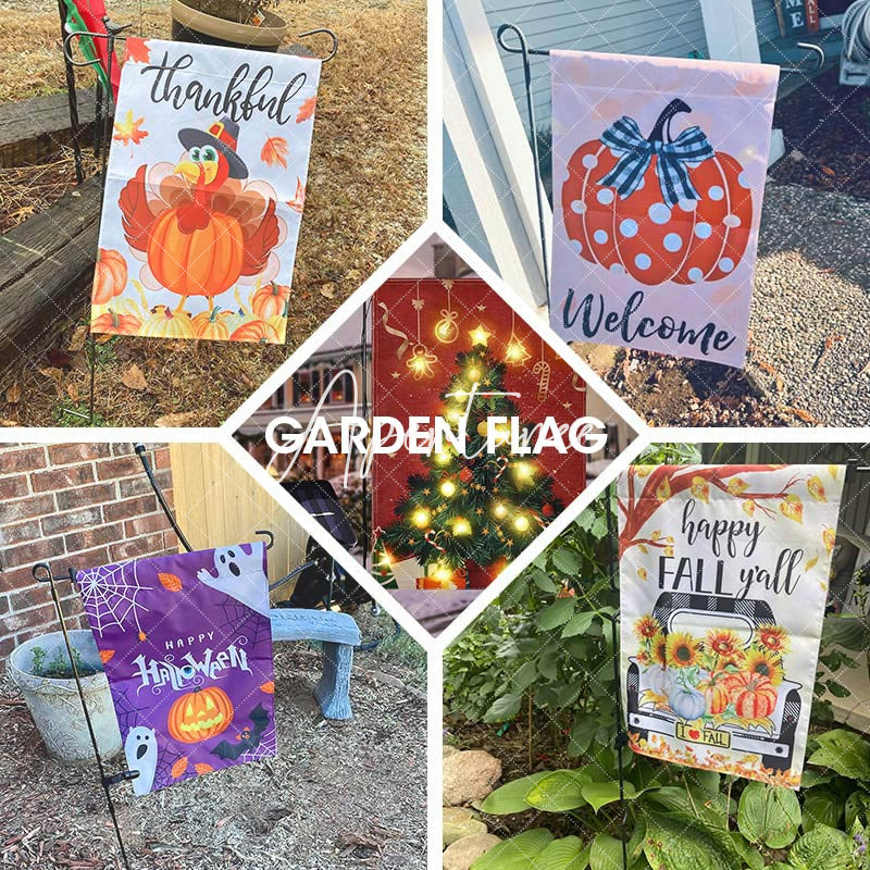 Aperturee Black Cat Pumpkins Moon Night Halloween Garden Flag